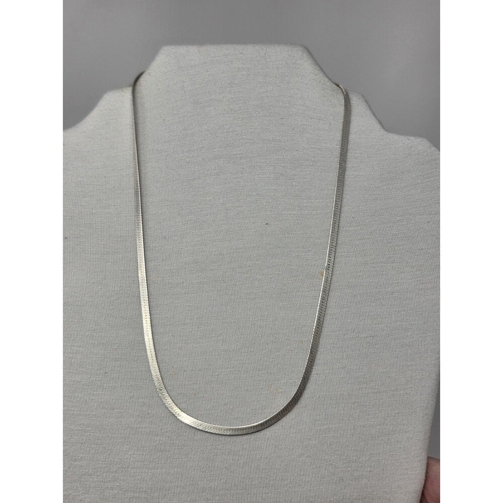 Vintage Sterling Silver 925 ITALY 18" Herringbone Chain Necklace 3mm 7g